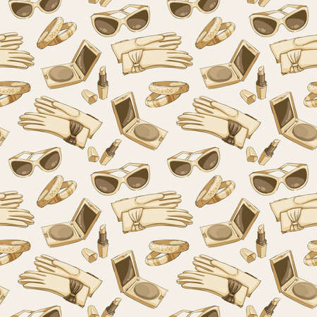 Seamless women fashion accessories wallpaper pattern background vector illustrationのイラスト素材