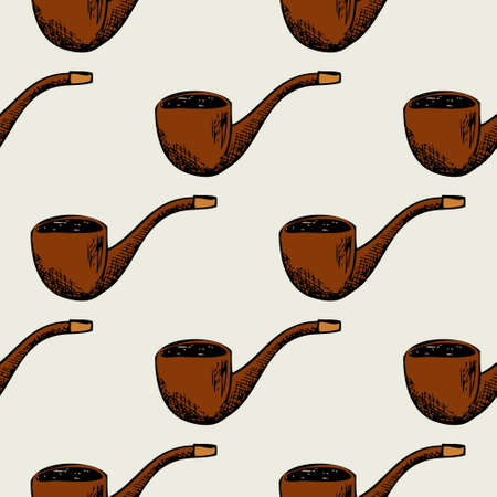 Seamless pattern with smoking pipe. Vintage background retro, smoke design, vector illustrationのイラスト素材