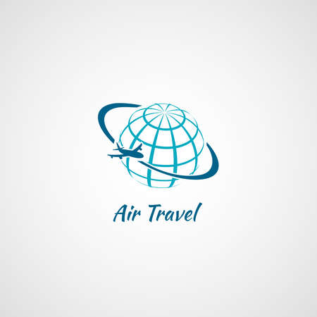 Airplane flying around the globe air travel symbol icon vector illustrationのイラスト素材