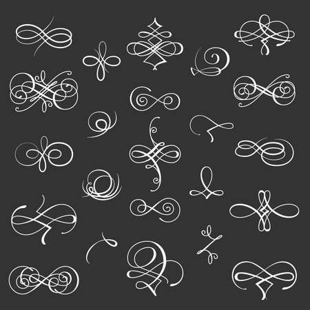 Calligraphic flourishes. Vector calligraphic design elements. Vintage flourish frame illustrationのイラスト素材