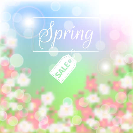 Spring sale. Spring sale floral background with spring blossoming branch. Blossom spring, floral flower blossom, spring  blossom sale, vector illustrationのイラスト素材
