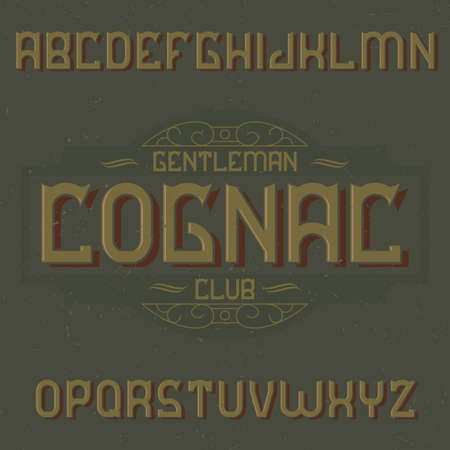 Vintage label typeface named Cognac. Good font to use in any vintage labelsのイラスト素材