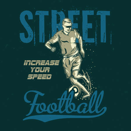 T-shirt or poster design with illustration of football playerのイラスト素材