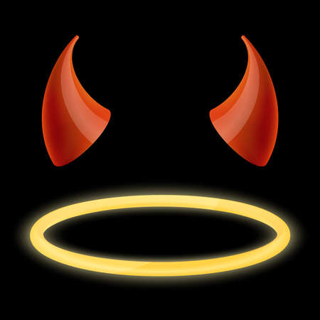 devil horns and angel halo. vector illustrationのイラスト素材