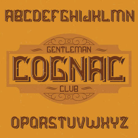 Vintage label typeface named Cognac. Good font to use in any vintage labelsのイラスト素材