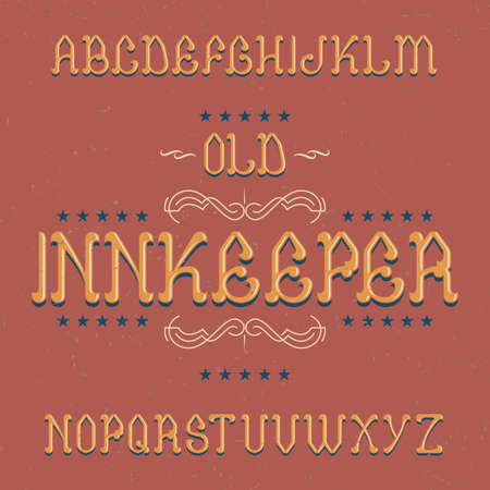 Vintage label font named Innkeeper. Good to use in any retro design labels of alcohol drinks.のイラスト素材