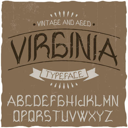 Vintage label typeface named Virginia. Good font to use in any vintage labels .のイラスト素材