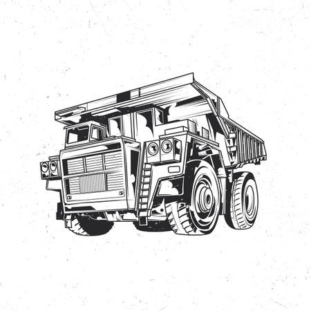 Isolated emblem with illustration of dump truckのイラスト素材