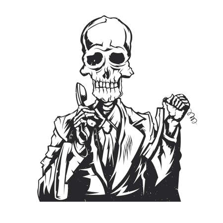 Isolated illustration of dead call center operatorのイラスト素材