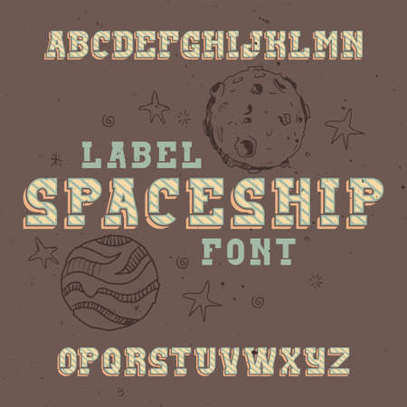 Vintage label font named Spaceship. Good to use in any creative labels.のイラスト素材