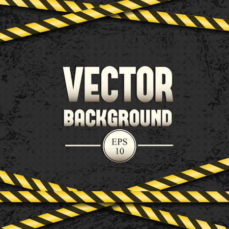 Abstract industrial background with cogwheels and yellow construction tape vector illustrationのイラスト素材