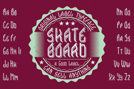 Original label typeface named 'Skateboard'. Good to use in any label design.のイラスト素材