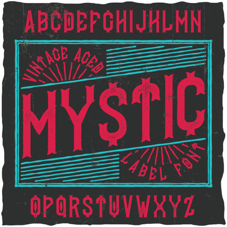 Vintage label typeface named Mystic. Good font to use in any vintage labelsのイラスト素材