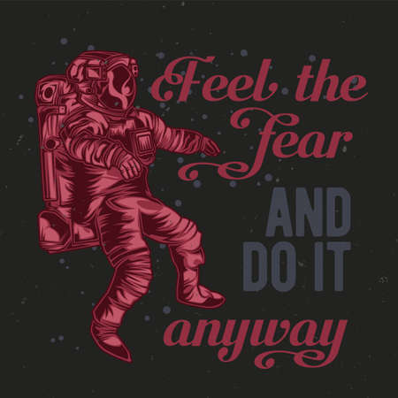 T-shirt or poster design with illustration of astronautのイラスト素材