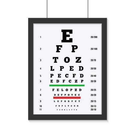 Eye care test placard with latin letters flat vector illustrationのイラスト素材