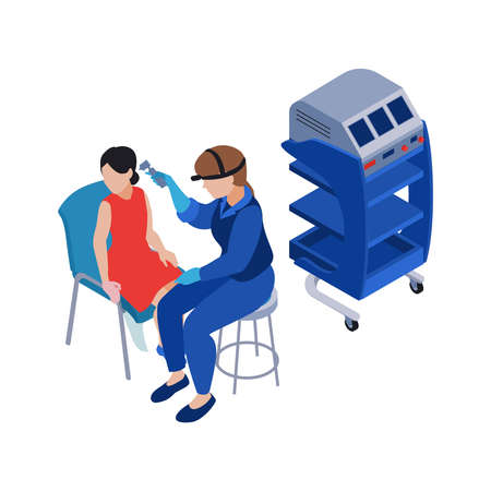 Ololaryngologist checkup isometric icon on white background 3d vector illustrationのイラスト素材