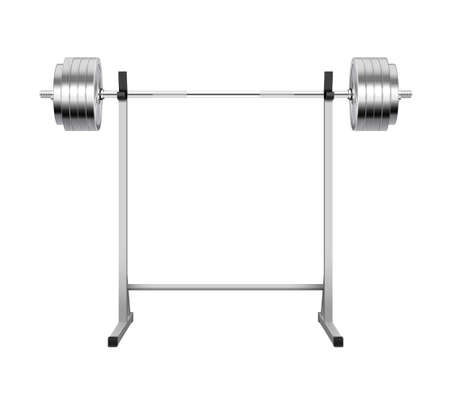 Sport metal barbell on rack on white background realistic vector illustrationのイラスト素材