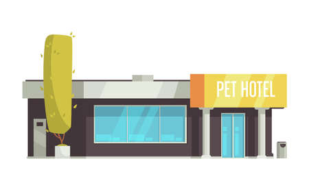 Pet hotel building cartoon icon on white background vector illustrationのイラスト素材