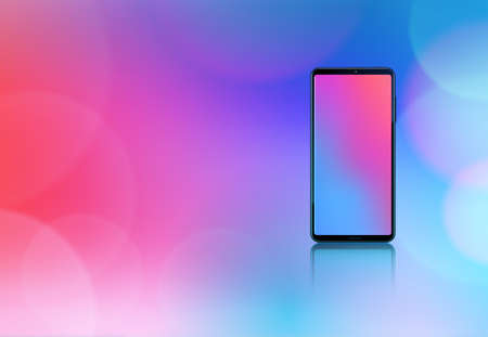 Smartphone mockup colorful  design concept on gradient background with flares realistic vector...
