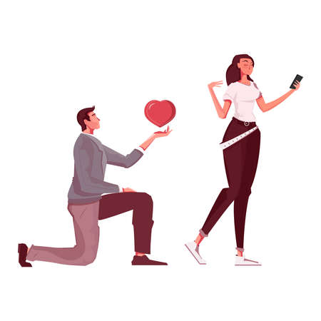 Loving people flat icon with man offering his heart to woman vector illustrationのイラスト素材
