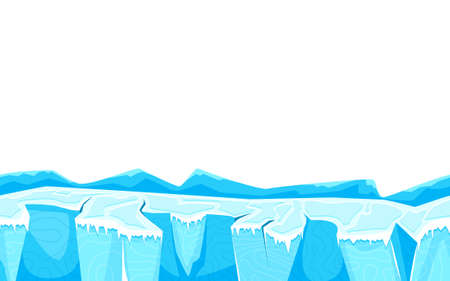 Cartoon landscape ground with ice surface for game user interface vector illustrationのイラスト素材