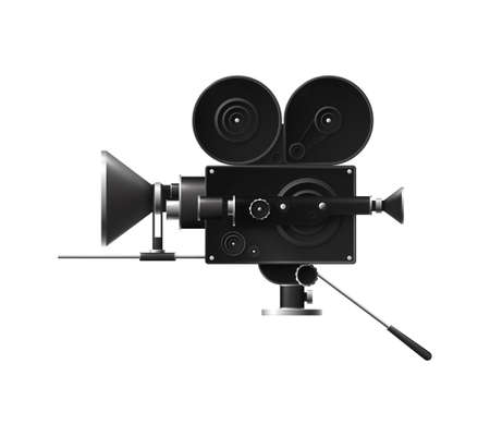 Cinema film production realistic transparent composition with isolated image of professional film camera vector illustrationのイラスト素材