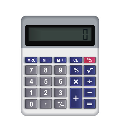 Stationery realistic composition with isolated image of calculator on blank background vector illustrationのイラスト素材