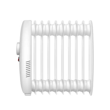 Heaters realistic composition with isolated image of electric oil heater on blank background vector illustrationのイラスト素材