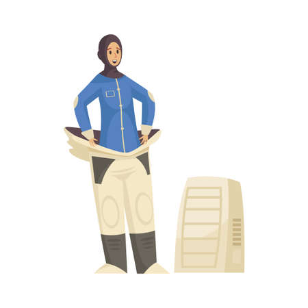 Mars colonization composition with character of female astronaut wearing spacesuit vector illustrationのイラスト素材