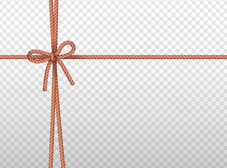 Parcel package present box tying up rope cord knots gifts wrapping decorative realistic transparent background vector illustrationのイラスト素材