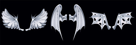 Isolated images of mythical feather wings bright on blank background logotype rat pigeon and mouse vector illustrationのイラスト素材