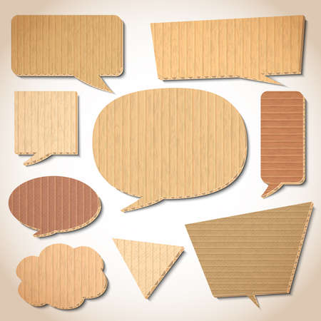 Cardboard speech bubbles design elements set isolated vector illustrationのイラスト素材
