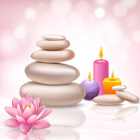 Realistic spa beauty health care decorative elements on light background vector illustrationのイラスト素材