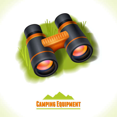 Camping summer outdoor activity concept equipment binocular symbol vector illustration.のイラスト素材