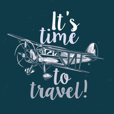 T-shirt or poster design with illustration of vintage airplaneのイラスト素材