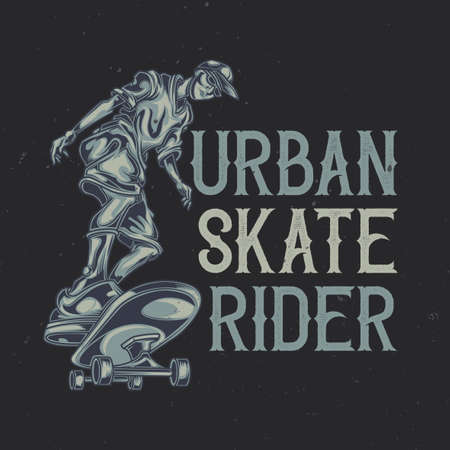 T-shirt or poster design with illustration of man on skate boardのイラスト素材