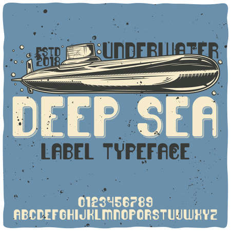 Vintage label typeface named "Deep Sea". Good handcrafted font for any label design.のイラスト素材
