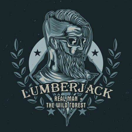 T-shirt or poster design with illustration of lumberjackのイラスト素材