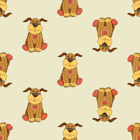 Pattern with cartoon dog. Cute animal background wallpaper. Vector illustrationのイラスト素材