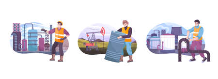 Oil industry composition with oil deposit symbols flat isolated vector illustrationのイラスト素材