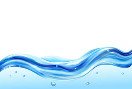 Water ripple realistic composition with curvy waves and drops vector illustrationのイラスト素材