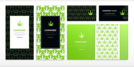 Medical marijuana and cannabis design set flat isolated vector illustrationのイラスト素材