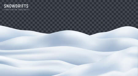 Snowdrift snow mound wavy surface closeup realistic image against dark transparent background vector illustrationのイラスト素材