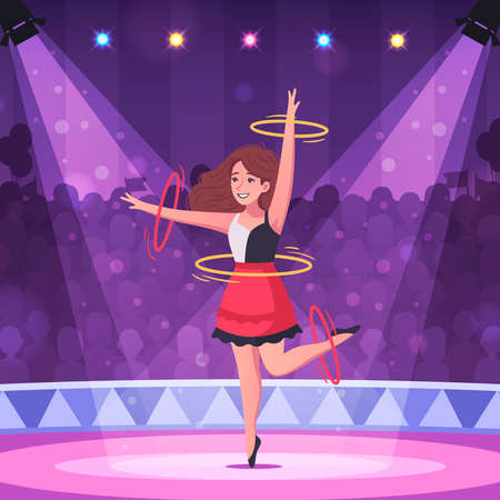 Circus gymnasts cartoon design with circle tricks symbols vector illustrationのイラスト素材