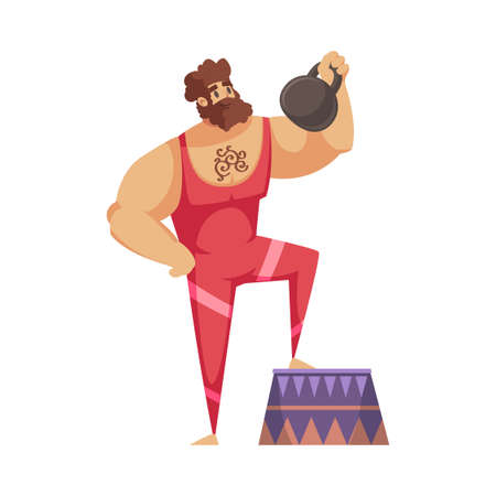 Circus composition with isolated male character of strong man vector illustrationのイラスト素材