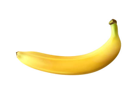 Realistic ripe unpeeled banana on white background vector illustrationのイラスト素材