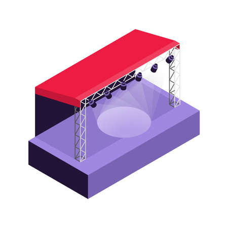 Outdoor empty concert stage on white background isometric vector illustrationのイラスト素材