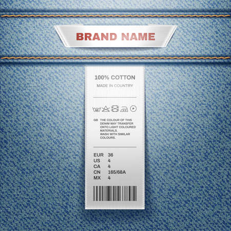 Laundry clothing labels realistic background with wash symbols vector illustrationのイラスト素材