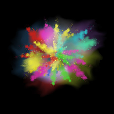 Color powder or paint explosion against black background realistic vector illustrationのイラスト素材