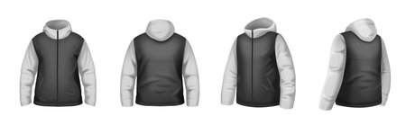 Two color male jacket realistic mockup set isolated against white background vector illustrationのイラスト素材
